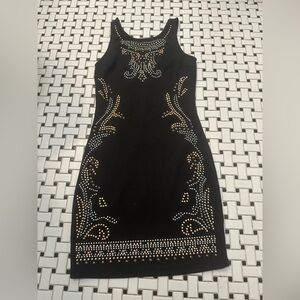 Chic Black Embellished Mini Dress